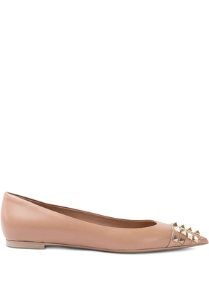 Valentino Garavani studded-embellishment ballet flats - Neutrals