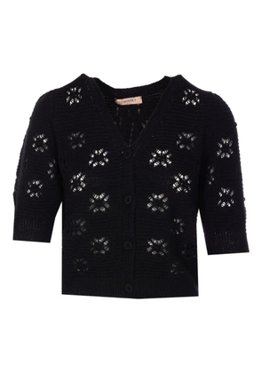TWINSET open-knit V-neck cardigan - Black