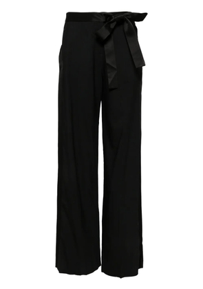 David Koma satin bow wide-leg trousers - Black