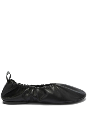 Jil Sander gathered-detail leather ballerina shoes - Black