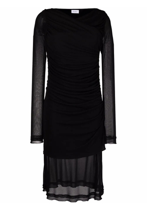 Ferragamo sheer-panels draped midi dress - Black