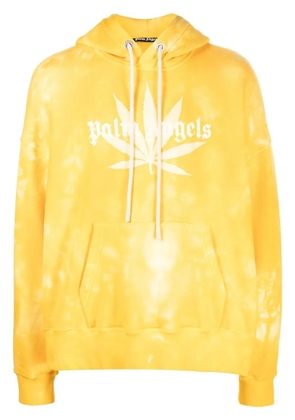 Palm Angels Leaf tie-dye logo-print hoodie - Yellow