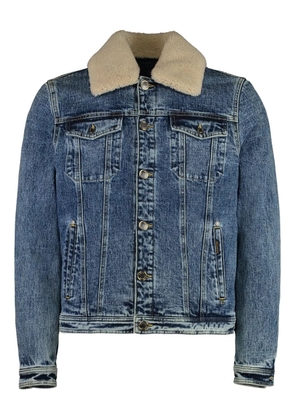 Moorer sheepskin-trimmed denim jacket - Blue