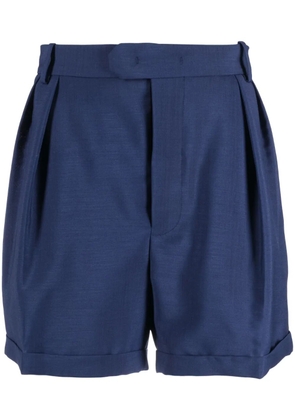Bally pleated mohair-wool blend shorts - Blue