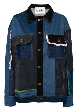 CAVIA crochet-trim patchwork jacket - Blue