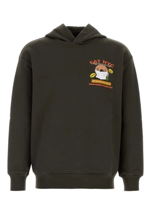 Emporio Armani bagel-print cotton hoodie - Brown