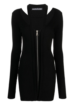 ANDREĀDAMO V-neck ribbed-knit dress - Black