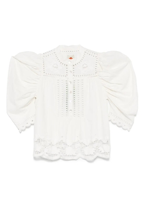 FARM Rio floral-embroidered blouse - White