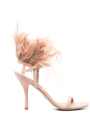 Stuart Weitzman Plume 100 feather-trimmed sandals - Pink