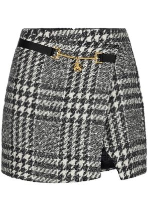 Elisabetta Franchi laminated tweed wraparound skirt - Black