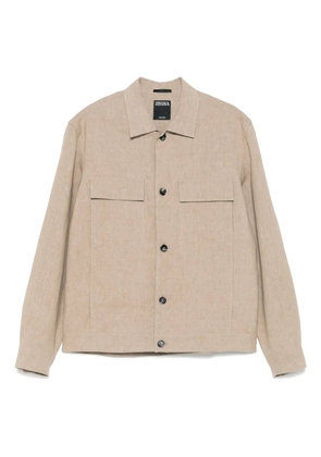 Zegna leather shirt jacket - Neutrals