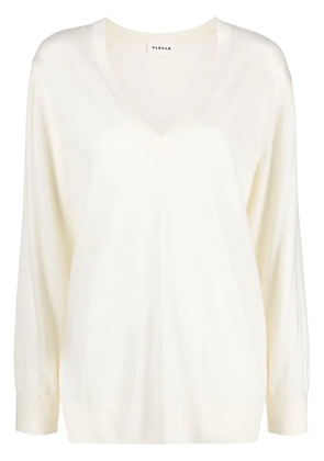 P.A.R.O.S.H. V-neck wool knitted top - Neutrals