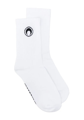 Marine Serre Moon logo ribbed knit socks - White