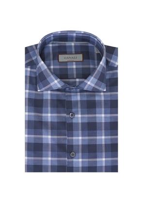 Canali checked buttoned shirt - Blue