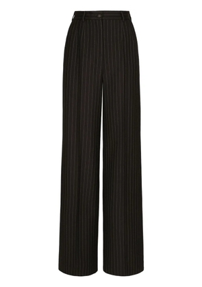 Dolce & Gabbana pinstripe-print high-waist wide-leg trousers - Black