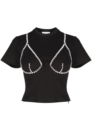 AREA crystal-embellished cup-chain T-shirt - Black