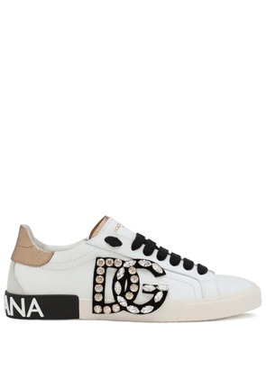 Dolce & Gabbana Portofino rhinestone-embellished sneakers - White