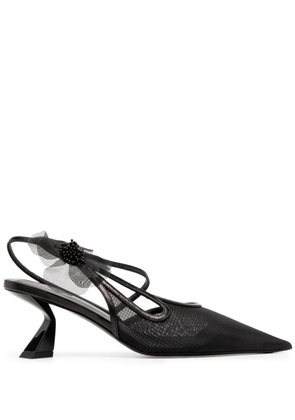 Nensi Dojaka 65mm faux-flower leather pumps - Black