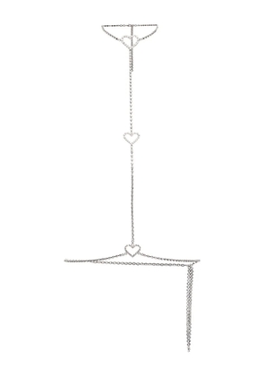 Alessandra Rich crystal heart body chain - Silver