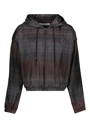 Off-White logo-plaque hooded jacket - Brown