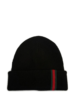 Gucci Web Stripe ribbed beanie - Black