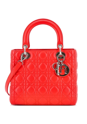 Christian Dior Pre-Owned Lady Dior Bag Cannage Quilt Lambskin Medium satchel - Red