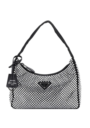 Prada Pre-Owned Re-Edition 2000 Crystal Embellished Satin Mini hobo bag - Black