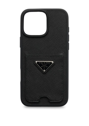 Prada textured cardholder iPhone 16 Pro Max case - Black