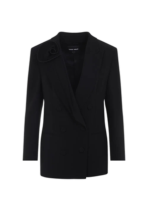 Giorgio Armani flower double-breasted blazer - Black