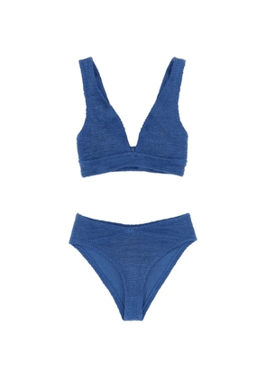 Hunza G Angel V-neck crinkle bikini set - Blue