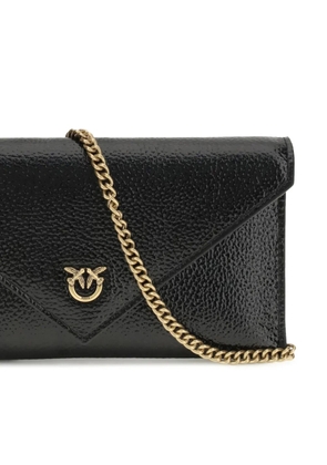PINKO Love Birds envelope logo clutch bag - Black