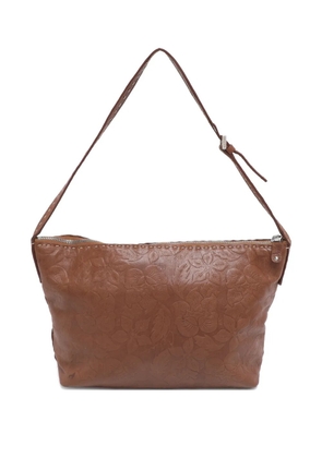Celine Pre-Owned Floral embossed calf leather shoulder bag - Brown
