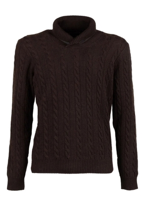 Moorer cable-knit roll-neck sweater - Brown