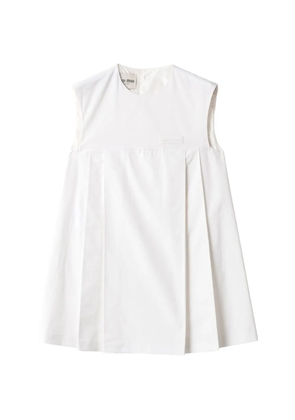 Miu Miu flared logo cotton mini dress - White