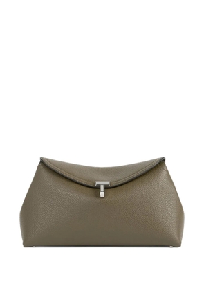 TOTEME T-lock hammered leather clutch bag - Green