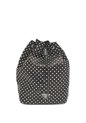 Prada Pre-Owned crystal embellishment drawstring bucket bag - Black