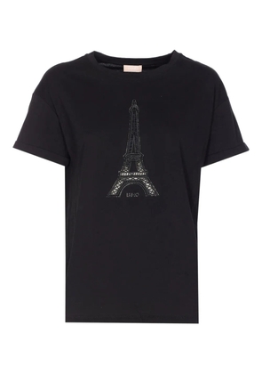 LIU JO embroidered strass T-shirt - Black