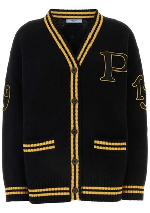 Prada logo-appliqué cardigan - Black