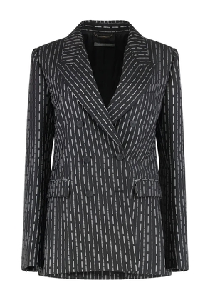 Alberta Ferretti double-breasted striped blazer - Black