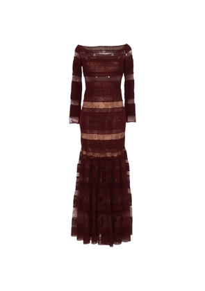 Elie Saab lace long-sleeved maxi dress - Red