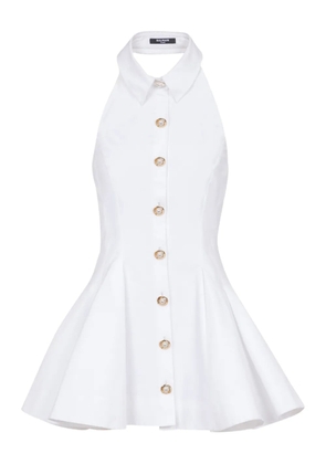 Balmain backless poplin dress - White