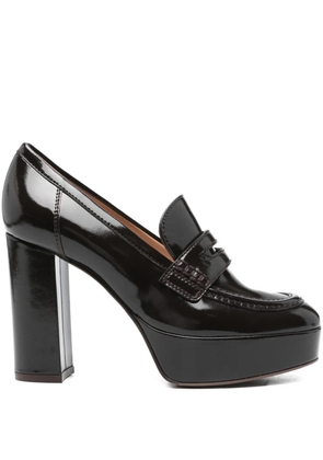 Gianvito Rossi 100mm patent-leather platform loafers - Brown