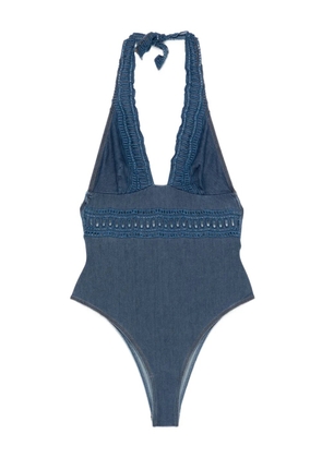 Ermanno Scervino crochet-lace halter swimsuit - Blue