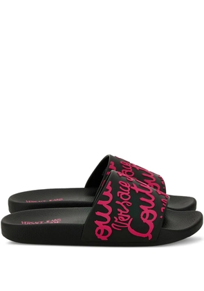 Versace Jeans Couture logo-print slides - Black