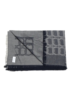 Ferragamo Gancini-pattern fringed scarf - Grey