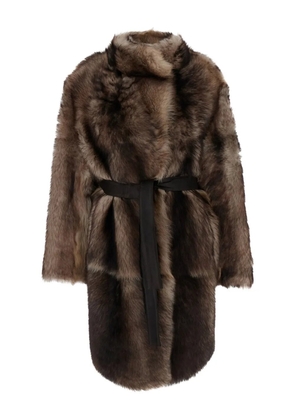 Yves Salomon belted shearling coat - Brown