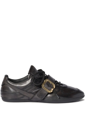 Miu Miu buckle-strap leather sneakers - Black