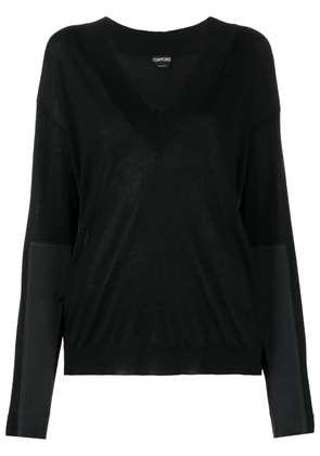 TOM FORD panelled V-neck knitted jumper - Black