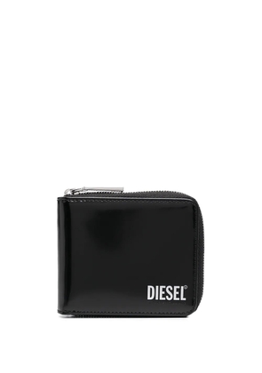 Diesel logo zipped wallet - Black