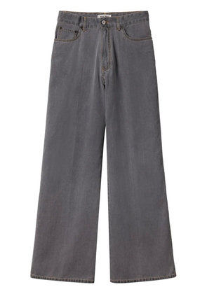 Miu Miu logo-embroidered wide-leg jeans - Grey